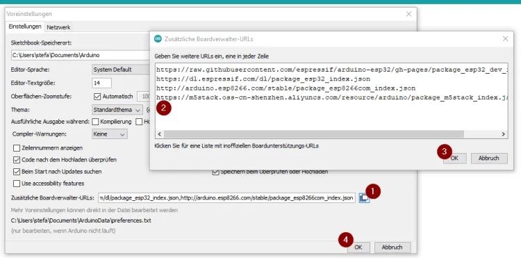 Boardverwalter URL in der Arduino IDE hinzufügen