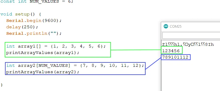Ausgabe eines Arrays auf der seriellen Schnittstelle