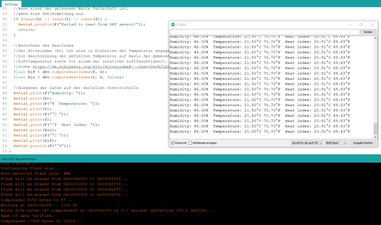 Ausgabe der DHT11 Sensordaten