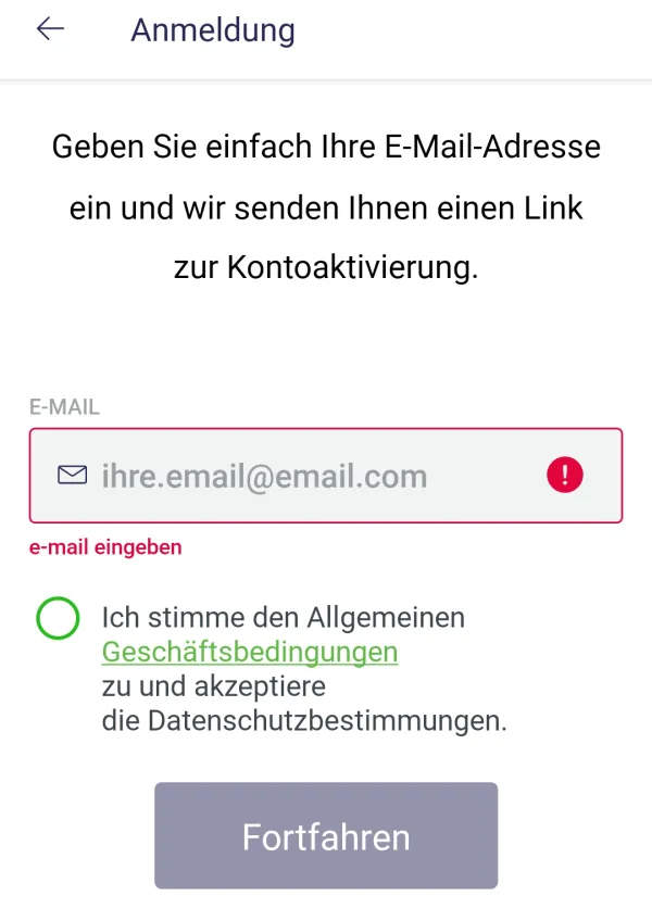 Blynk IoT - E-Mail Adresse eingeben