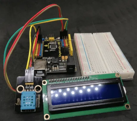 Schaltung - DHT11 Sensor & LCD-Display am Keyestudio UNO R3