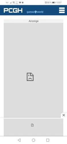 geblockte Werbung im Browser auf dem Androidsystem