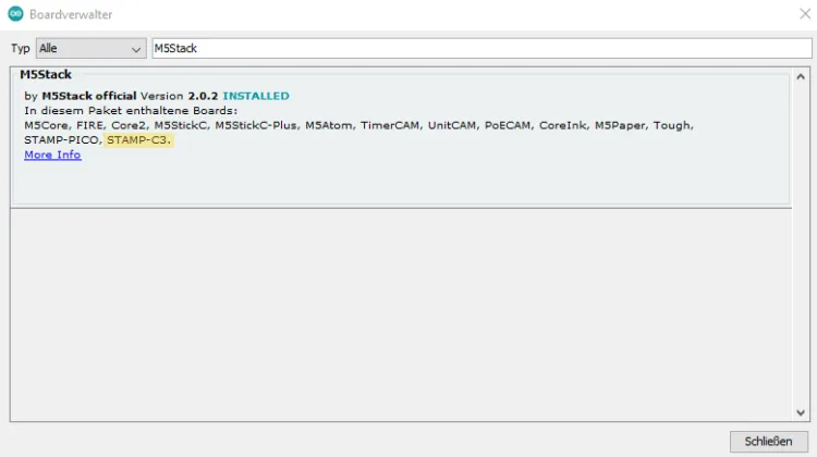 Installieren des M5Stack Stamp C3U in der Arduino IDE