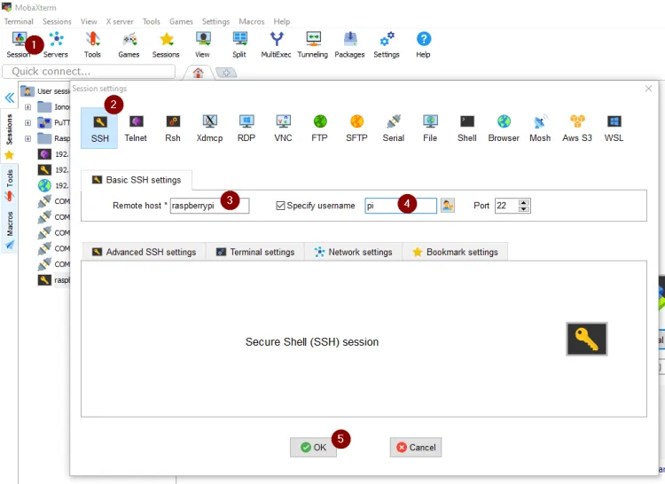 Aufbauen einer SSH Verbindung mit MobaXTerm