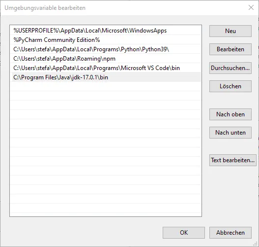 Path Variable ergänzen