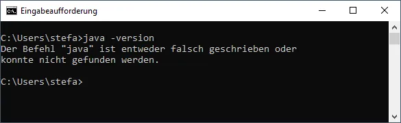 Meldung, kein Java installiert