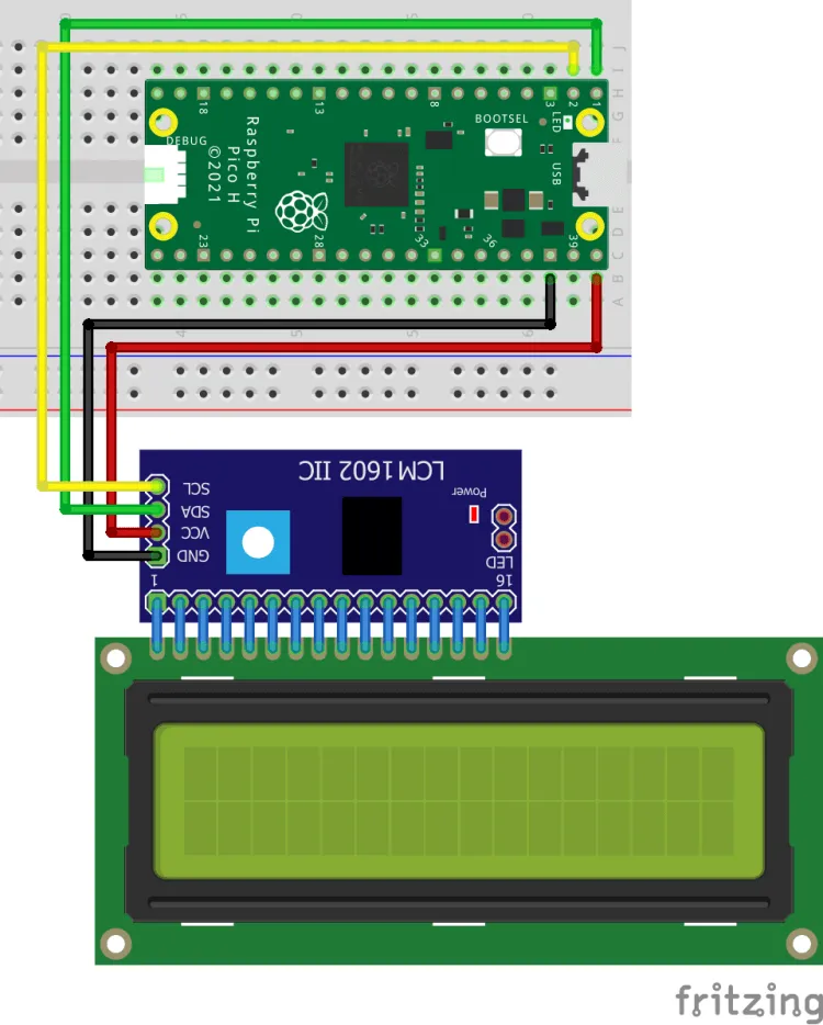 Raspberry Pi Pico mit LCD-Display via I²C