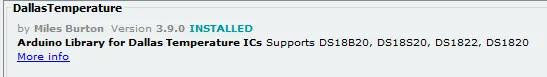 erfolgreich installierte Bibliothek für den Sensor DS18B20