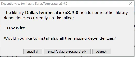 installieren der zusätzlich benötigten Bibliothek
