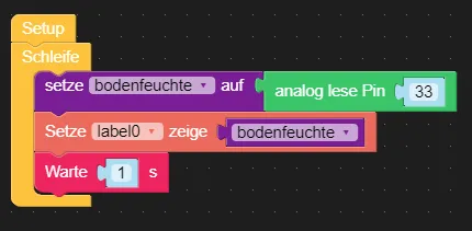 Programm zum auslesen und anzeigen des aktuellen Wertes des Bodenfeuchtesensors