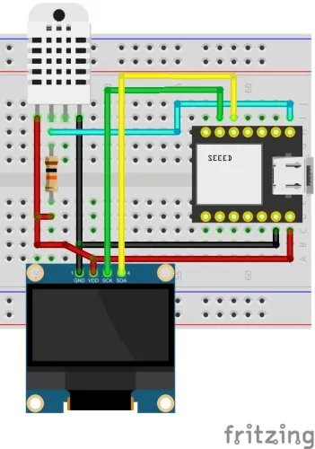 Schaltung - XIAO RP2040 mit DHT22 Sensor & I2C OLED Display