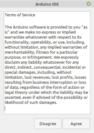 Arduino IDE 2 - Lizenzdialog