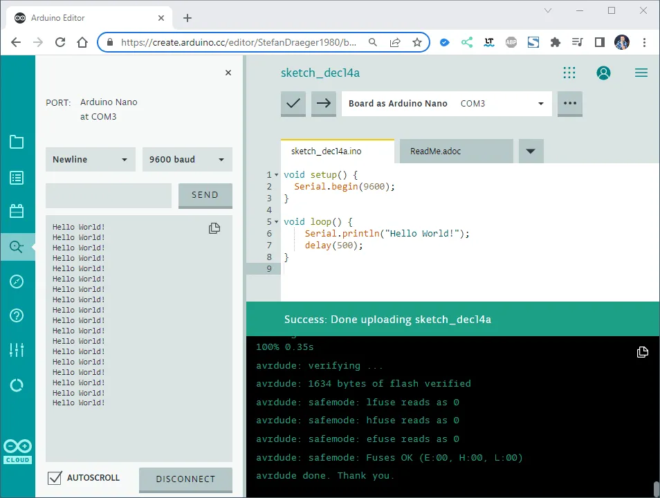 Arduino Web Editor - Sketch