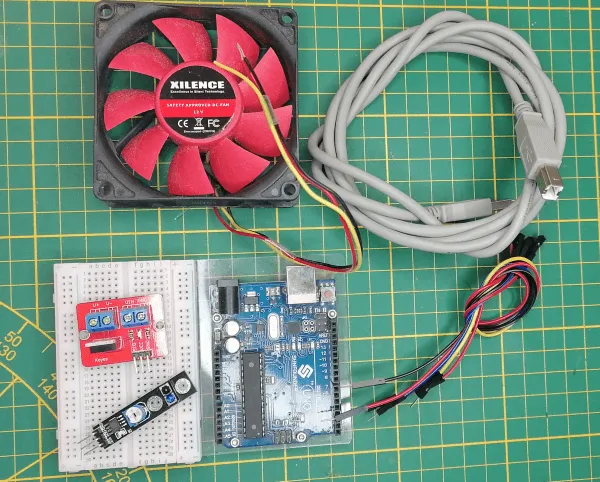 Bauteile Schaltung - IRF5020 & IR-Abstandssensor zur Lüftersteuerung