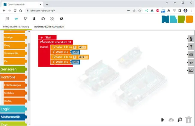 Programm zum blinken einer LED