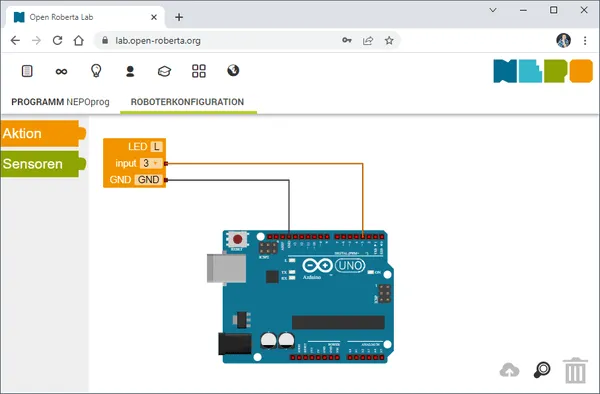 Schaltung - LED am digitalen Pin D3 am Arduino UNO