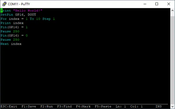 Code mit Syntax Highlighting