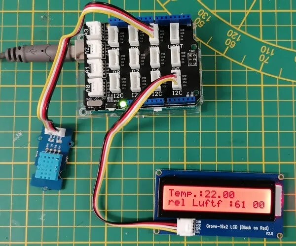 DHT11 Sensordaten am LCD-Display