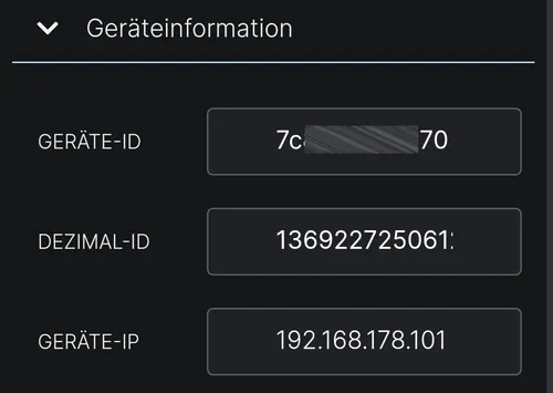 Geräteinformationen zum Shelly
