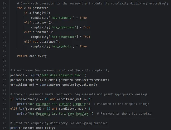 Quellcode mit Inline Kommentaren nach dem Refactoring