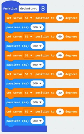 MakeCode - ausgelagerte Funktion zum drehen des Servos