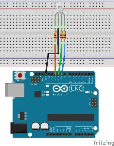 Schaltung - Arduino UNO mit RGB LED