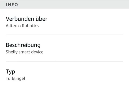 Einstellungen des Buttons in der Alexa App