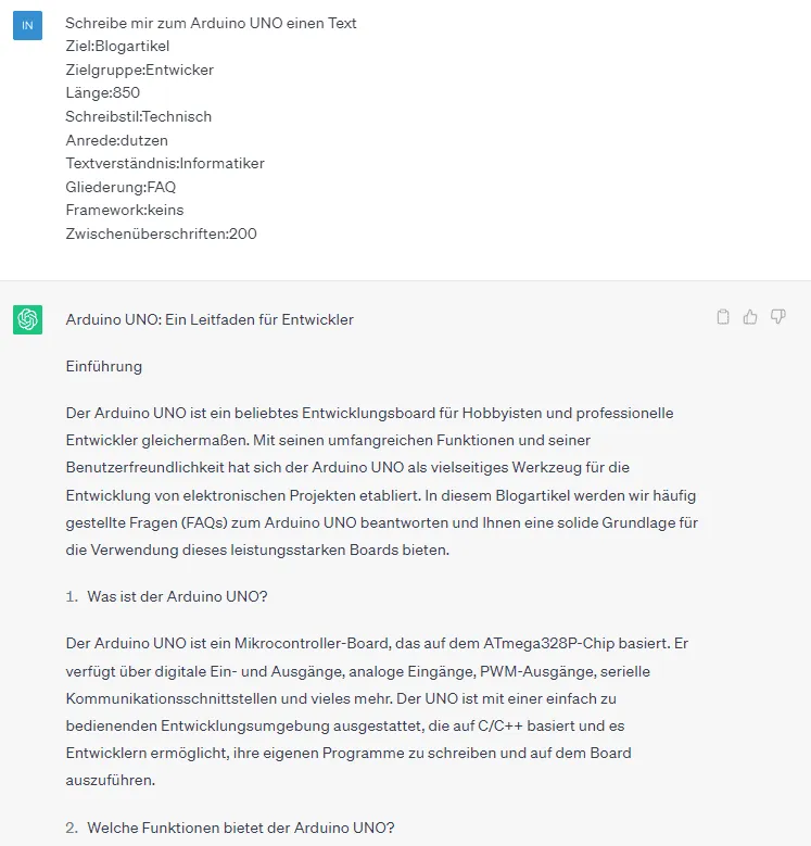 strukturierter Prompt in ChatGPT