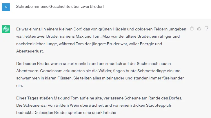 unstrukturierter Prompt in ChatGPT