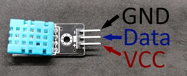 Pinout of DHT11 sensor