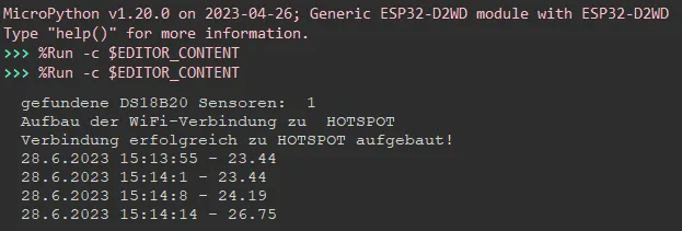 Ausgabe des fertigen Programms auf der seriellen Schnittstelle