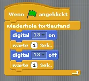 Programm - blinken der internen LED am Pin 13