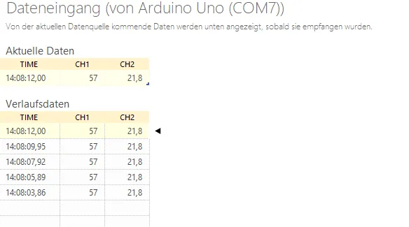 Aufzeichnen von Daten im Excel Add-in Datastreamer