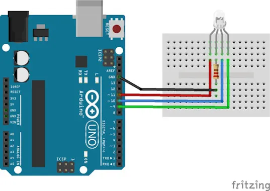 Schaltung - RGB LED am Arduino UNO