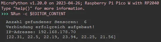 Ausgabe der Sensordaten auf der Konsole