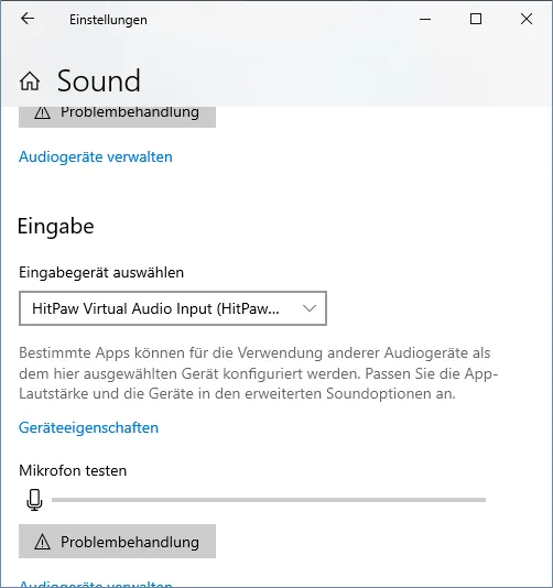 Windows Soundeinstellungen für HitPaw Voice Changer
