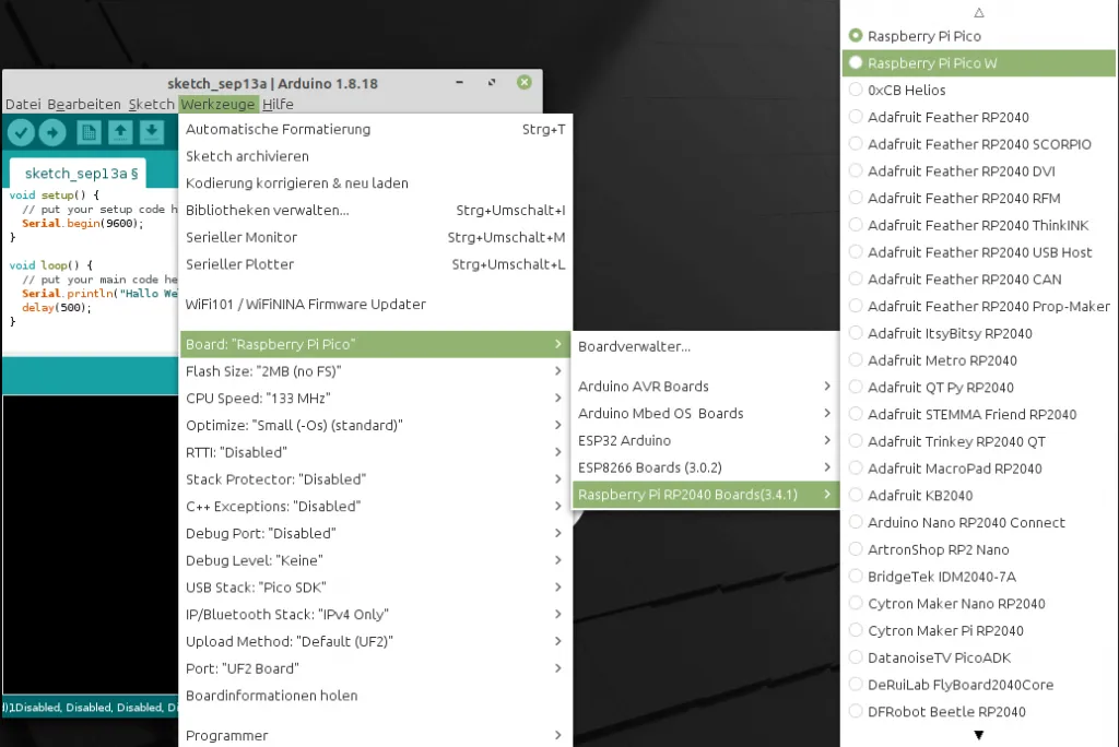 unterstützte Boards des Treibers