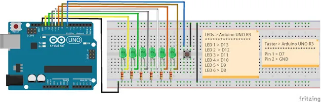 Schaltung - Arduino UNO R3 mit LEDs & Taster