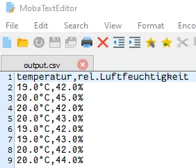 Umgewandelte Daten von JSON in CSV