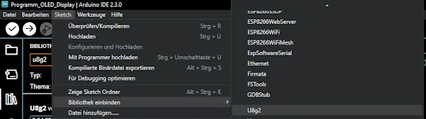 einbinden der Bibliothek U8g2
