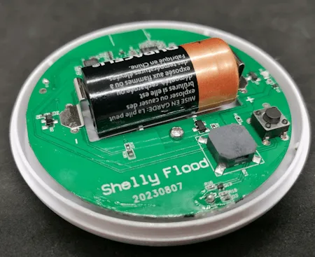 Shelly Flood - Platine mit Batterie CR123A