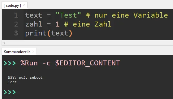 MicroPython - Kommentar und Code in einer Zeile