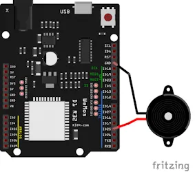 Schaltung - Piezo Buzzer am ESP32 D1 R32