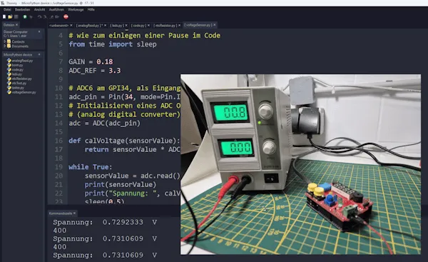Spannungssensor vom Rich Shield am ESP32 D1 R32