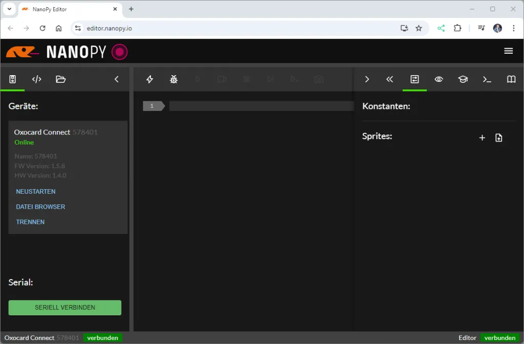 Editor - NanoPy für die Oxocard Connect