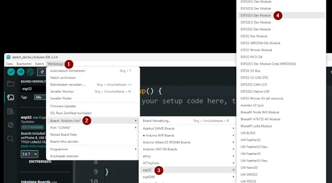 Arduino IDE - Auswahl des