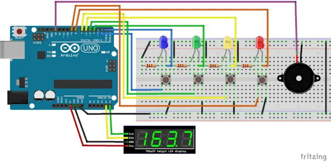 Schaltung - Color Memory am Arduino UNO R3