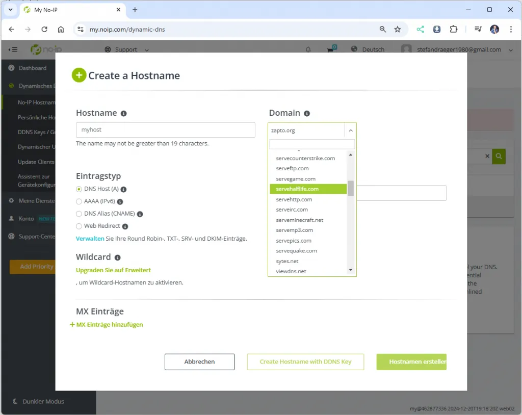 Konfiguration des neuen Hosts