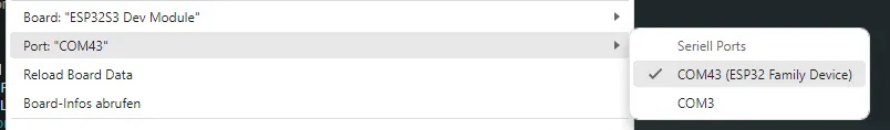 Arduino IDE - Auswahl des COM-Ports