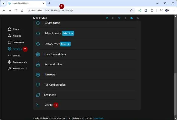 Schritt 1 - aktivieren der Websocket debug Meldungen